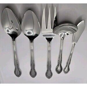 Columbia Beaded Handle Stainless Steel Flatware Serving Set 5 pcs.